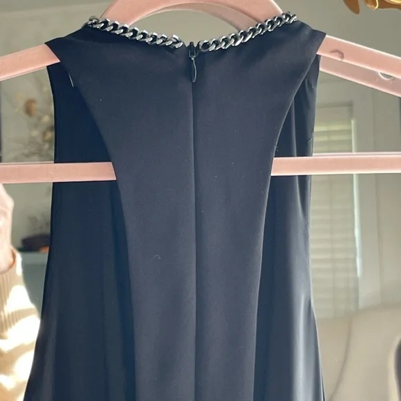 NWT The Kooples BLACK CREPE JUMPSUIT with Silver Chain Neck Detail - Picture 10 of 16